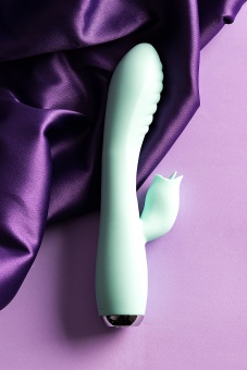 Мятный Вибратор с клиторальным стимулятором и язычком Jos Milo - 20 см