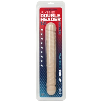 Двухсторонний фаллоимитатор Jr. Veined Double Header Bender телесный - 29,5 см