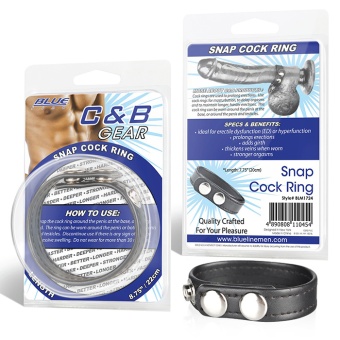 Кожаное кольцо на член на клепках Snap Cock Ring - 4 см