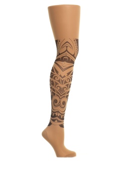 Колготки с имитацией большой татуировки на левой ножке