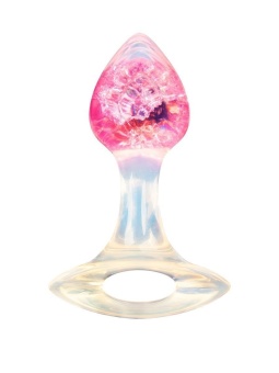 Розоватая анальная пробка с ручкой - 8,5 см.