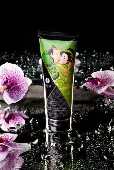 Съедобный массажный крем Shunga Необычные поцелуи Груша и Зелёный чай - 200 мл