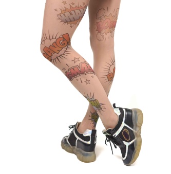 Колготки с принтом в виде цветных спич-баббл