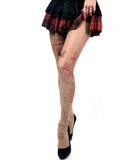 Молодёжные колготки с цветными почеркушками