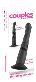Черный вибратор с поступательными движениями G and P-Spot Thrusting Vibrator - 23 см.