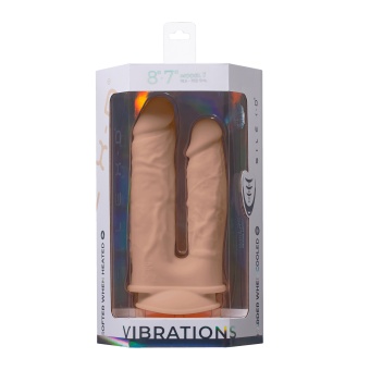 Реалистичный двойной вибратор с пультом на присоске SileXD 19 см телесный