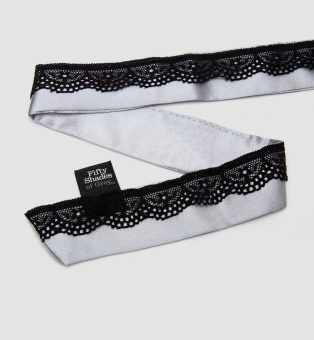 Атласный ошейник с зажимами для сосков 50 оттенков серого Play Nice