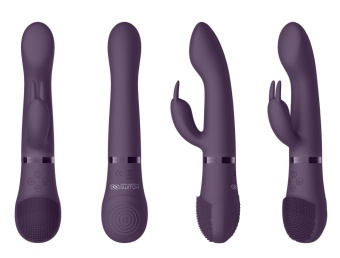 Вибратор Switch 01 с 2 насадками, маска и щекоталка фиолетовый